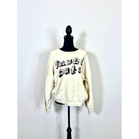 Mother The Drop Square Tuned Out Sweater White Small Knit Graphic Print Cotton - Picture 1 of 4